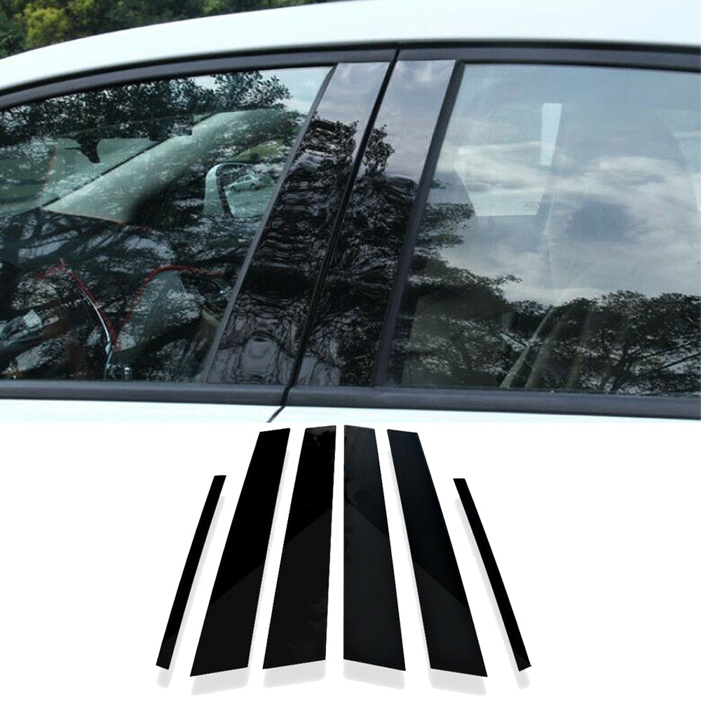 6 stuks autostijlstijl deurbekleding zwarte plastic strip stickerset voor mazda