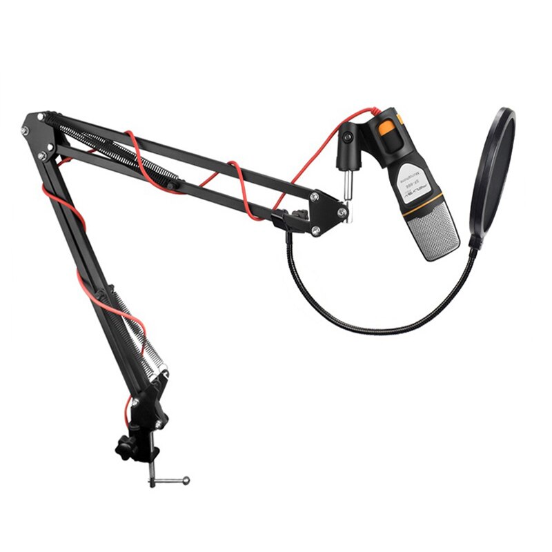 FELYBY Professionele Condensator Microfoon Sound Podcast Studio Microfone voor PC en telefoon Laptop Kantoor vergadering Toespraak Karaoke: stand 1