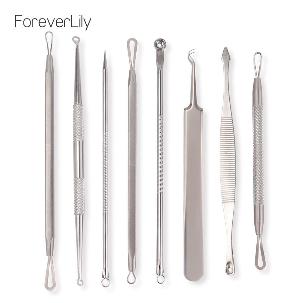 8Pcs Blackhead Remover Tool Black Spots Needles Pore Cleanser Vacum Comedone Pimple Blemish Extractor Beauty Acne Remover Tools