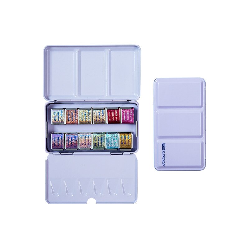 Professionele 12/24/48 Kleuren Parelmoer Aquarel Verf Set Pigment Effen Verf voor Kunst Levert: 12 colors purple