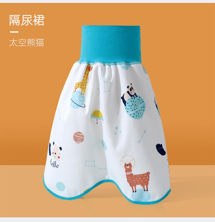 Baby bed wetting proof diaper training pants children&#39;s waterproof washable diaper pants diaper skirt cloth diaper pants: Skirt-Space Panda