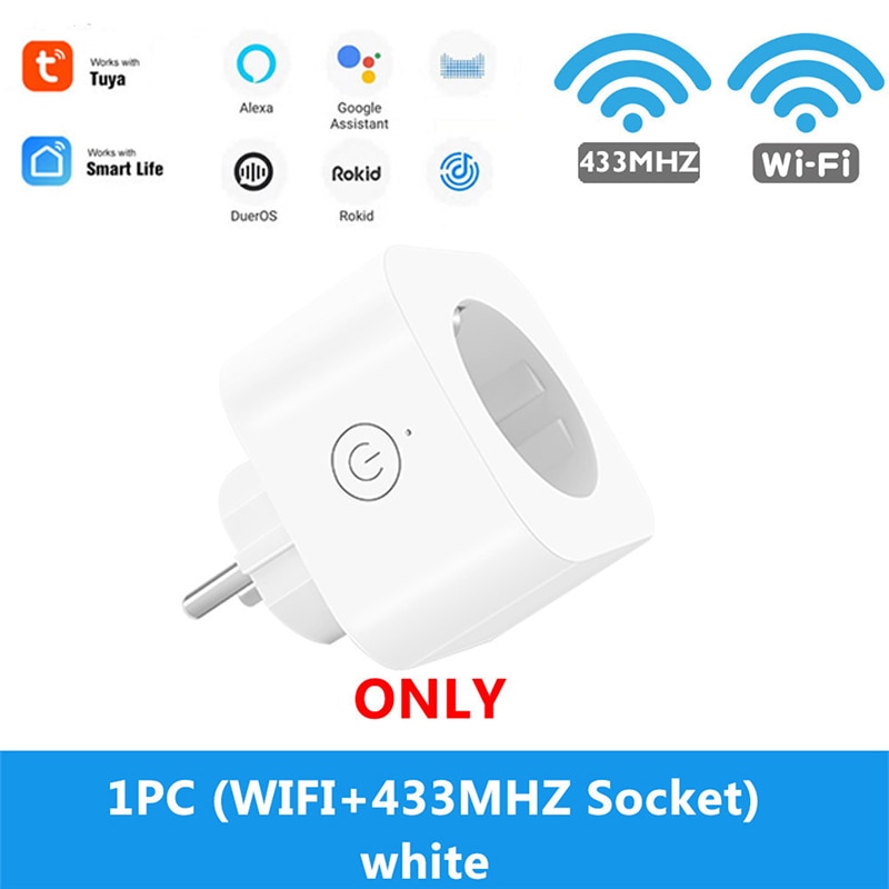 WIFI +RF 433MHZ Wireless Remote Socket Smart Timer Plug Voice Control EU Home Fire Retardant PC Smart Power Socket Smart Life
