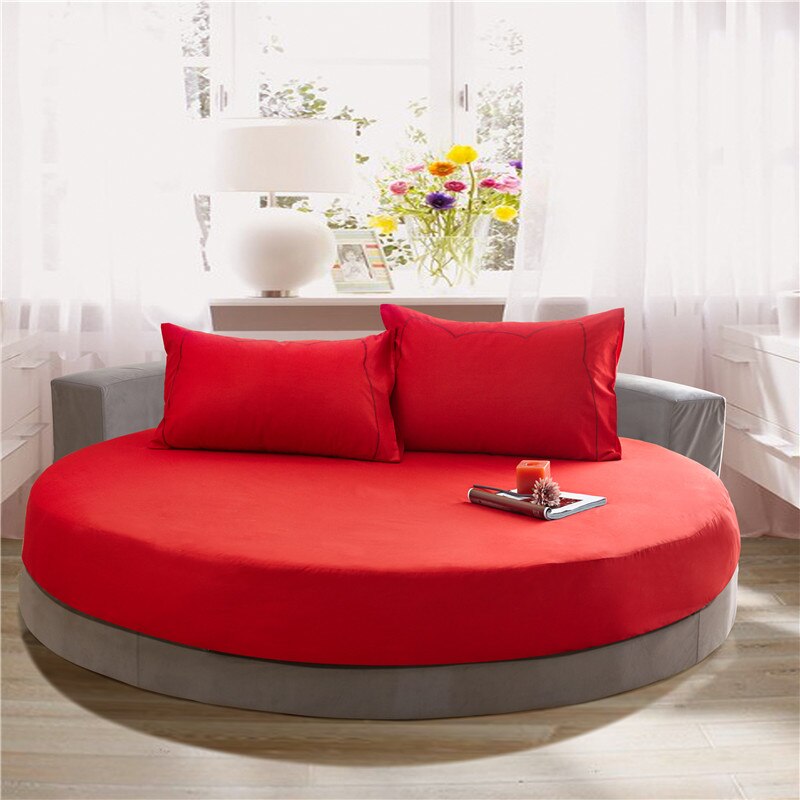 100%  runda bomullslakan romantiska enfärgade runda lakan sängkläder set övermadrass 200cm 220cm tema hotell