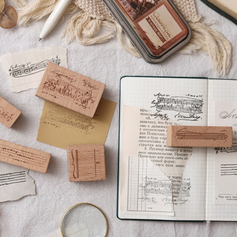 Vintage Music notes stamp DIY wooden rubber stamps for scrapbooking stationery scrapbooking standard stamp