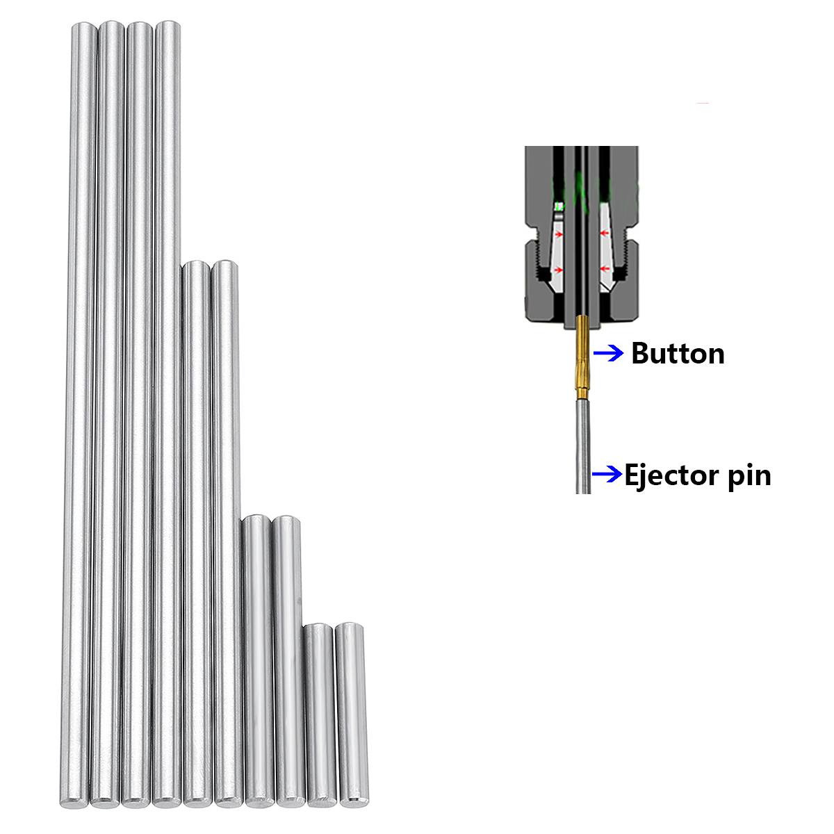 10pcs/set 5.2mm Ejector Pins Set 3.2-15.2cm Reamer for Pushing Rifling Buttons Ejector Pins Machine Tools