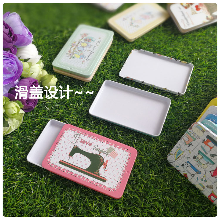 1 doos ( (24 stuks)/partij mini platte blikken opbergdoos/metalen doosje voor bankpassen/cartoon schattig visitekaartjesdoosje
