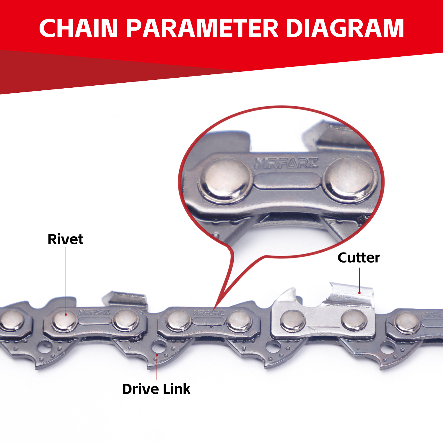 R40 Chainsaw Chain for 10 Inch Bar 40 Drive Link Replacement Chainsaw Blade, .043 Inch Gauge, 3/8 Inch Pitch