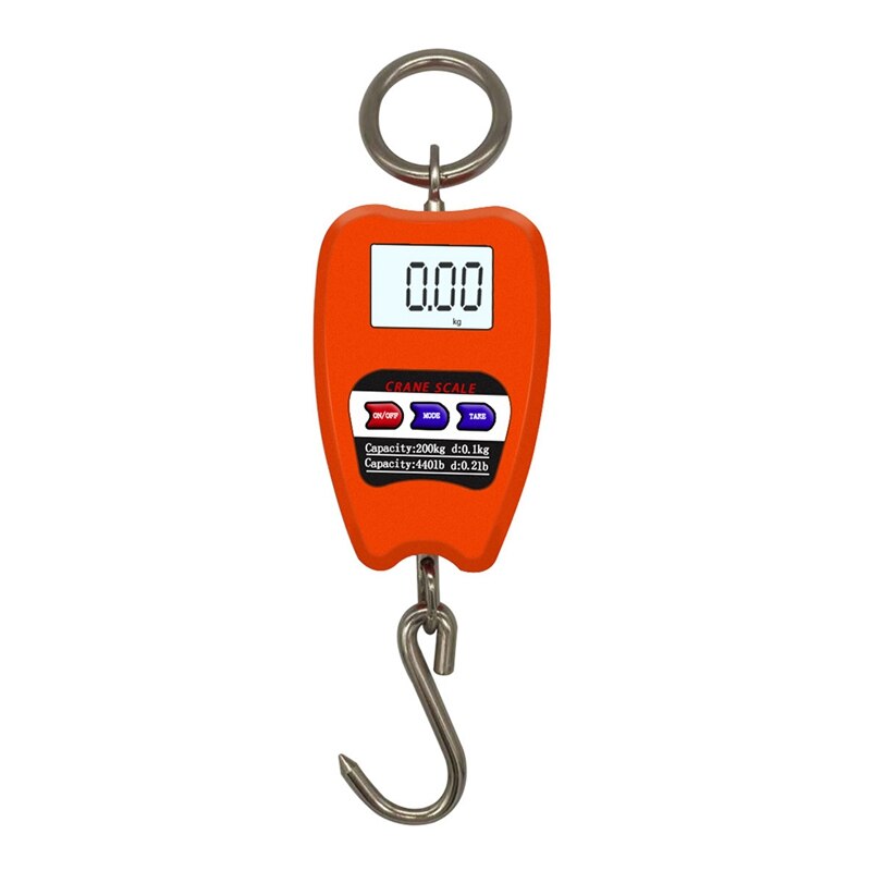Mini báscula de grúa, balanza colgante Industrial Digital de 200Kg/441Lb, báscula de gancho colgante de alta resistencia: Naranja