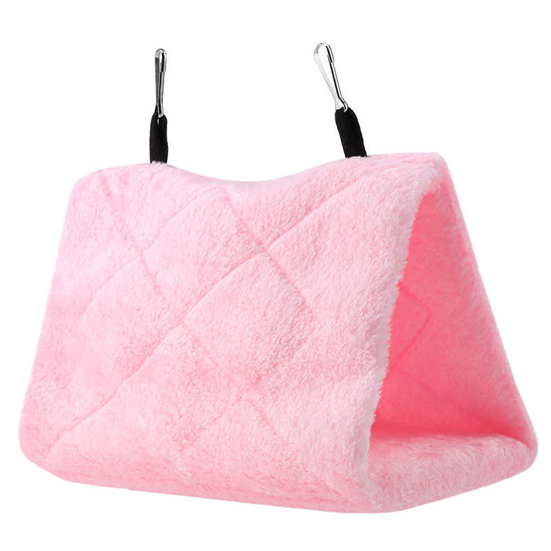Hamster hangend huis zachte pluche hangmat hangende kooi tent voor vogels papegaai winter warm bed huisdier speelgoed huisdier cavia eekhoorn: Roze / M