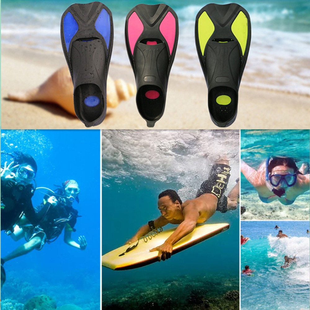 1pair Full Foot Short Fins Scuba Diving Swim Training Flippers Surfing Snorkeling Sock Swimming Fins Adult Flippers Water Shoes
