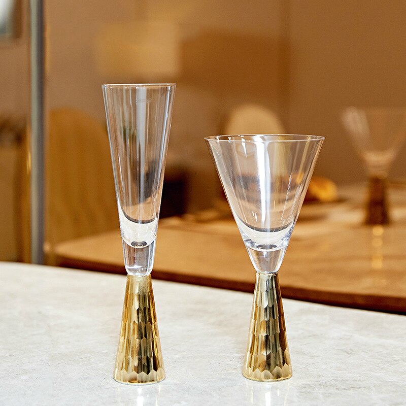 Copa de vino de lujo de la Corte Europea, oro rojo transparente, exclusivo, restaurante, boda, Copas de champán, Verre, ron, Martini: 2 Pcs Set