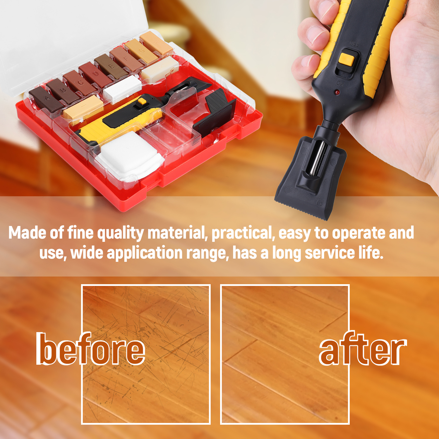 Laminaat Reparatieset Wax Systeem Vloerreparatieset DIY Werkblad Stevige behuizing Chips Krassen Herstellen Gereedschapsset