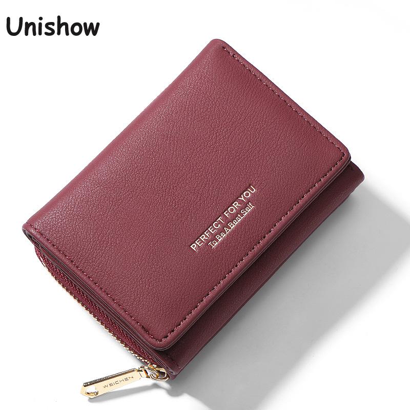 Unishow Soft Pu Leather Women Wallet Small Women Purse Multifunction Trifold Ladies Wallet Coin Purse Pocket