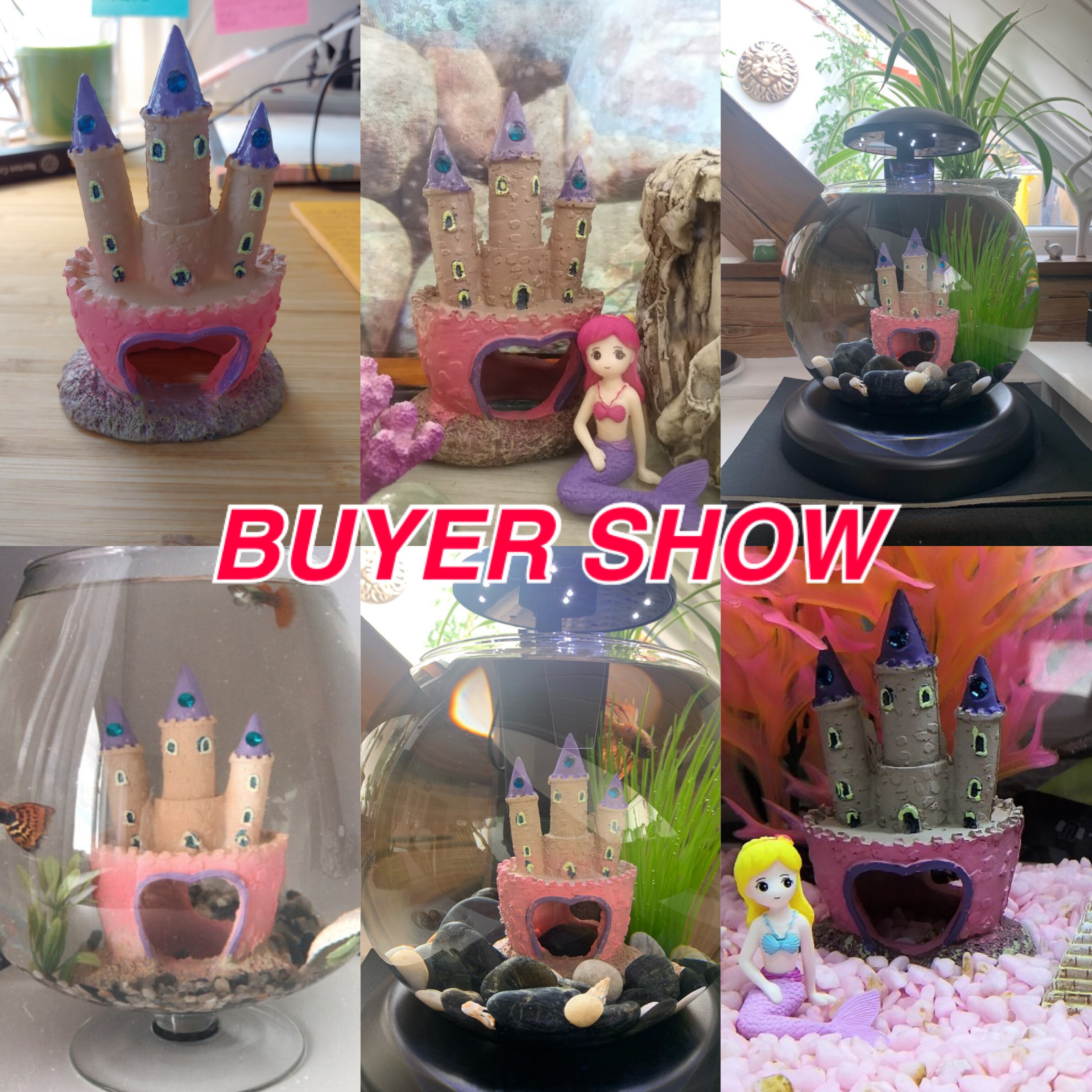 Cartoon Pink Resin Castle Aquariums Fish Tank Landscape Decorations Tower Ornaments for Aquatic Fish Pets Supplies