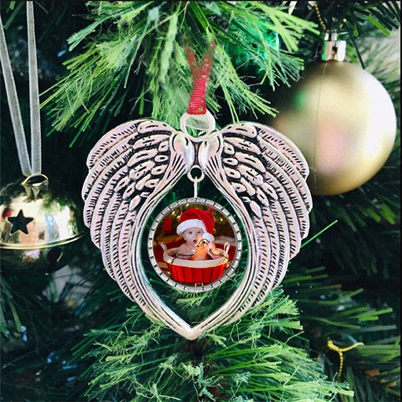 In Memory Angel Wings Ornament Christmas Tree Hanging Photo Bauble Decors
