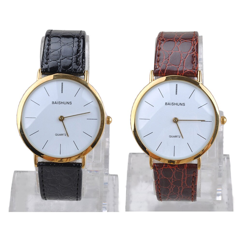 Mens Boys Classic Faux Leather Band watches Round Dial Analog Quartz Wrist watch