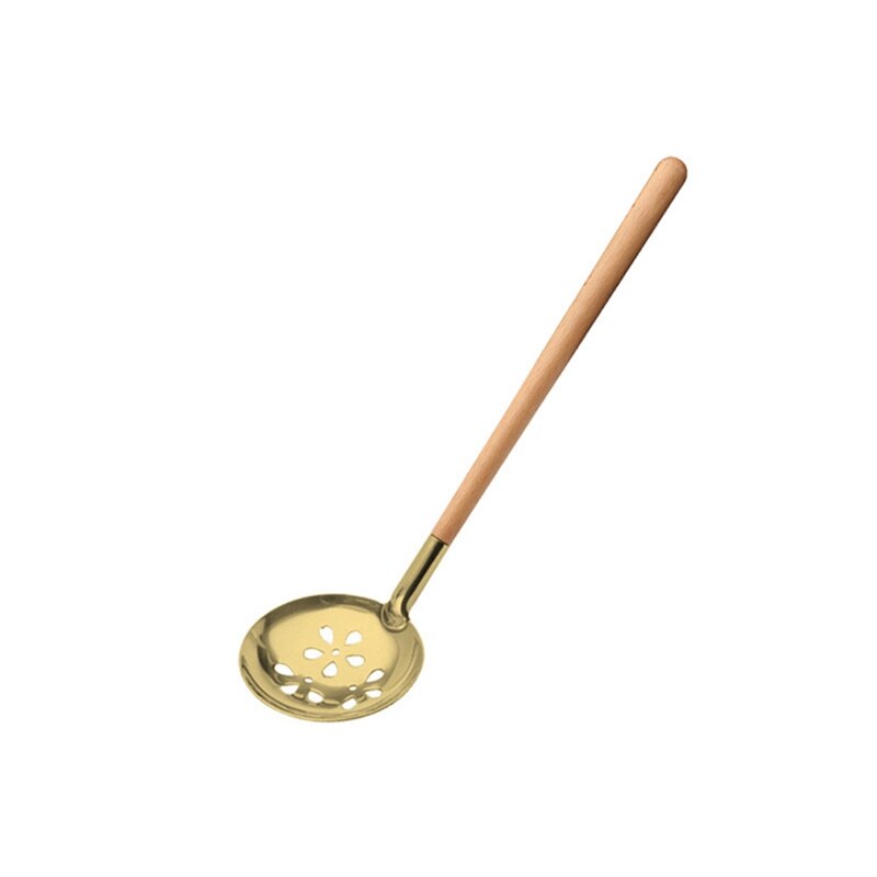 Stainless Steel Soup Spoon Japanese Style Wooden Handle Colander Pot Drain Spoon Kitchen Cooking Spoon Kitchen Supplies: J2
