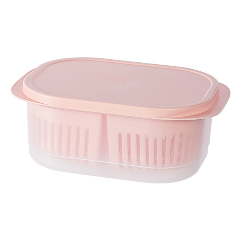 PP Refrigerator Food Storage Containers with Lid Kitchen Separate Freezer Seal Bin for Vegetable Fruit Meat Fresh Box Organizer: Pink