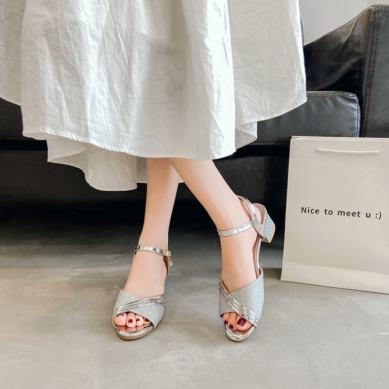 Women's Sandal Summer 5 Cm Thick Heel Commuter Women's Sandal Office Women's Sandal Outdoor Casual Comfortable Sandal