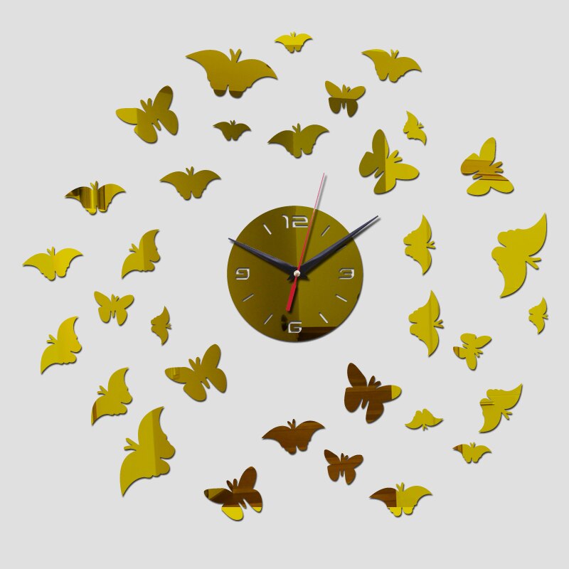 Specielle ur wallstickers spejl akryl quartz ur smuk moderne reloj de pared horloge vintage