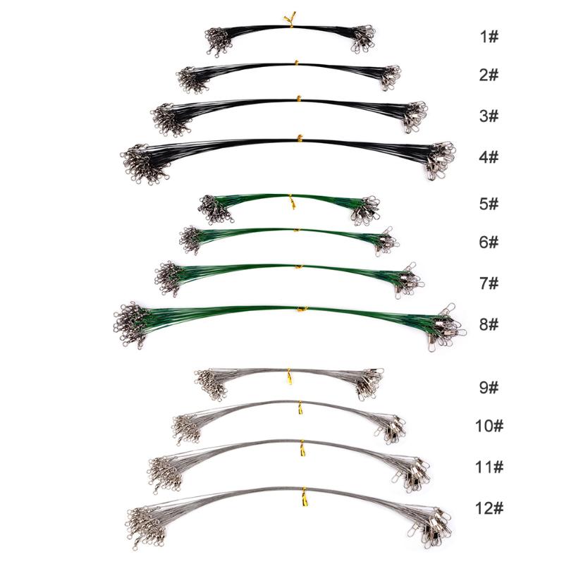 20pcs Steel Fishing Line Eco-Friendly Enduring Excellent Anti-bite Braided Wire Leader with Swivel Fishing Tool