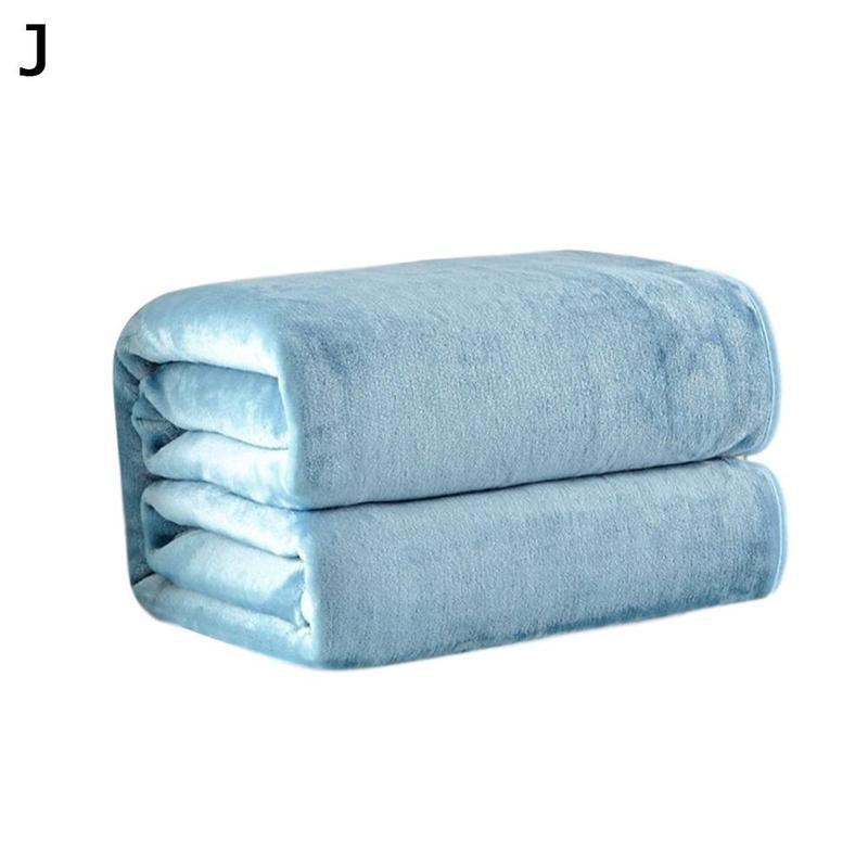 Couleur unie hiver floue flanelle couverture moelleux couvre-lit en peluche couvertures doux bleu couverture canapé corail pour lits polaire Bl S5V5: J