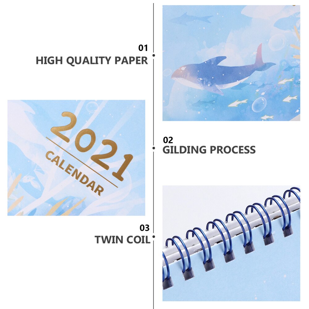 1 Set Simple Unique Chic Tabletop Calendar Desk Calendar for Home Inside Indoor