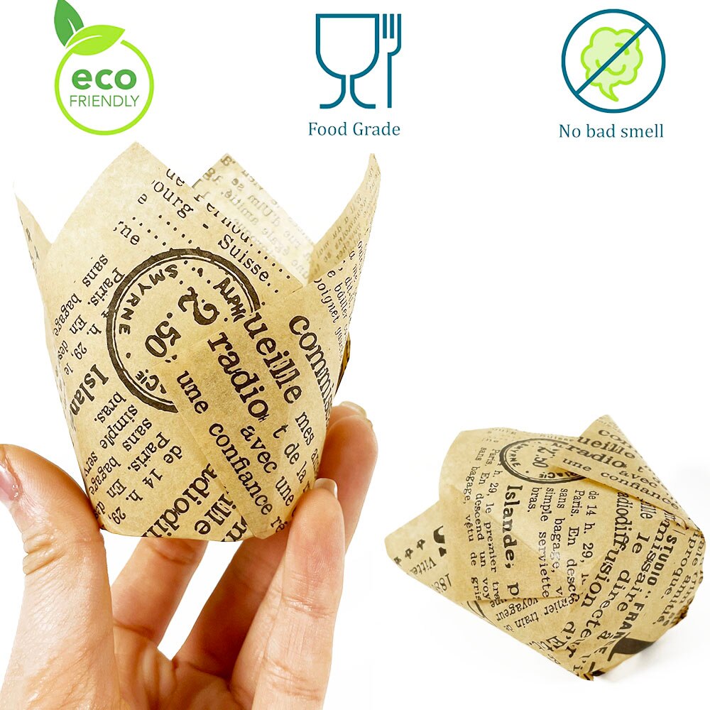 50 Stuks Cupcake Papier Cup Oilproof Cupcake Liner Bakken Cup Lade Case Wedding Party Caissettes Gouden Muffin Wrapper Papier