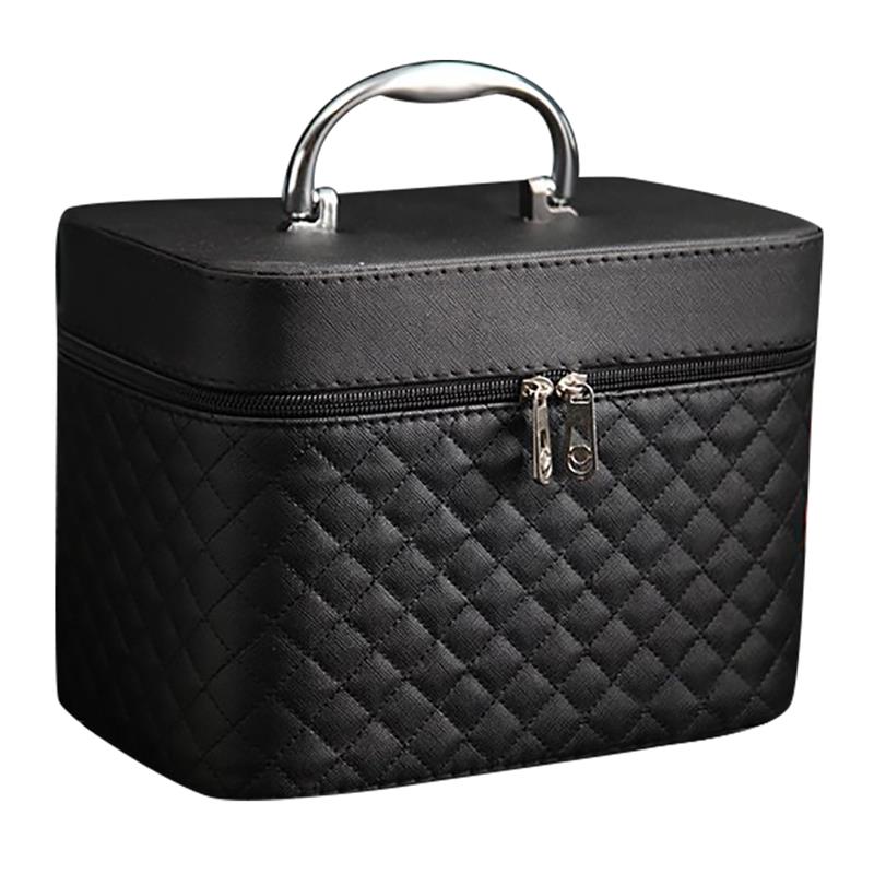 Cosmetische Tas Vrouwen Toilettas Organisator Reizen Make-Up Tas Mode Top Handvat Grote Capaciteit Make-Up Case Cosmetische Tas: Black