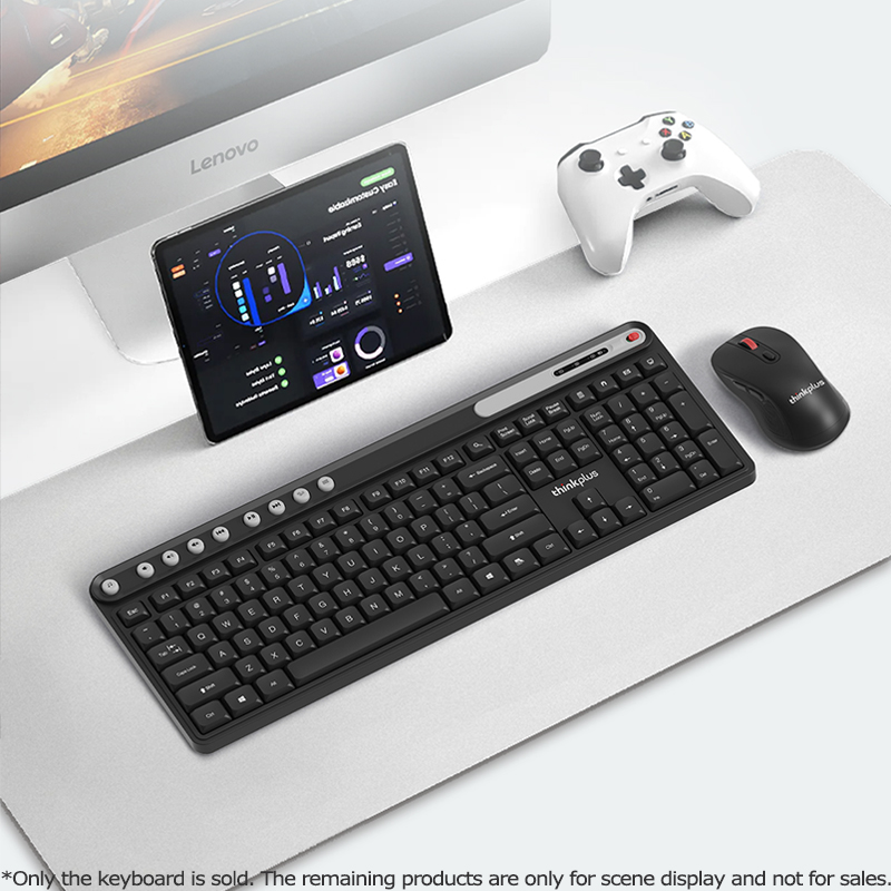 Thinkplus Wireless Light Sound Keyboard K225 Pro Lenovo 2.4G Waterproof Slim Colorful for PC Laptops Notebooks Working