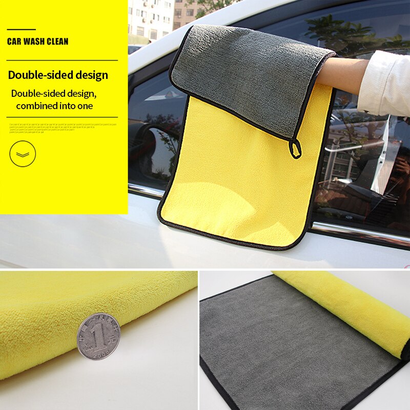 Auto Wassen Schone Handdoek Double Side Reiniging Handdoek Zachte Doek Detaillering Microfiber Pluche Wassen Drogen Handdoek voor Auto Accessoires