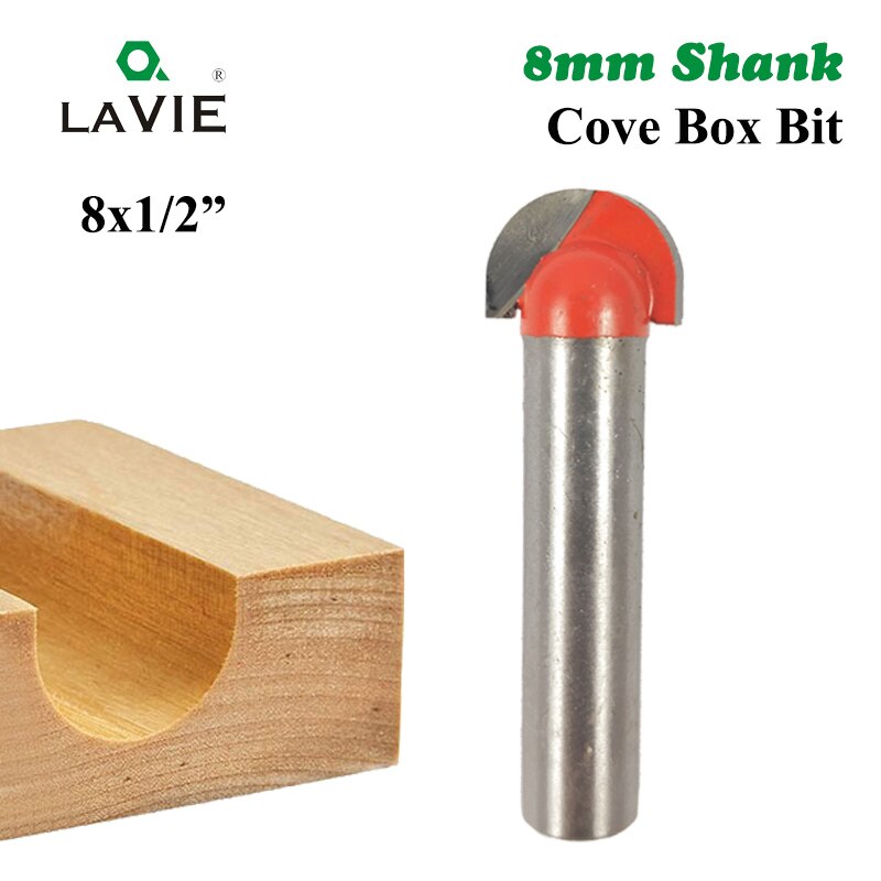 LA VIE 1pc 8mm Shank Cove Box Bit Double Edging Router Bits for Wood Tungsten Carbide Woodworking Endmill Milling Cutter MC02020