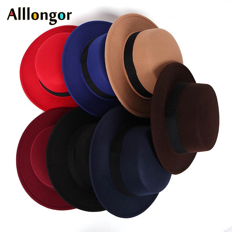 Outono 2020 inverno feminino chapeu lã fedora chapéu masculino borda larga jazz chapéu cinto bonés bowler chapéus de feltro cloche preto vermelho