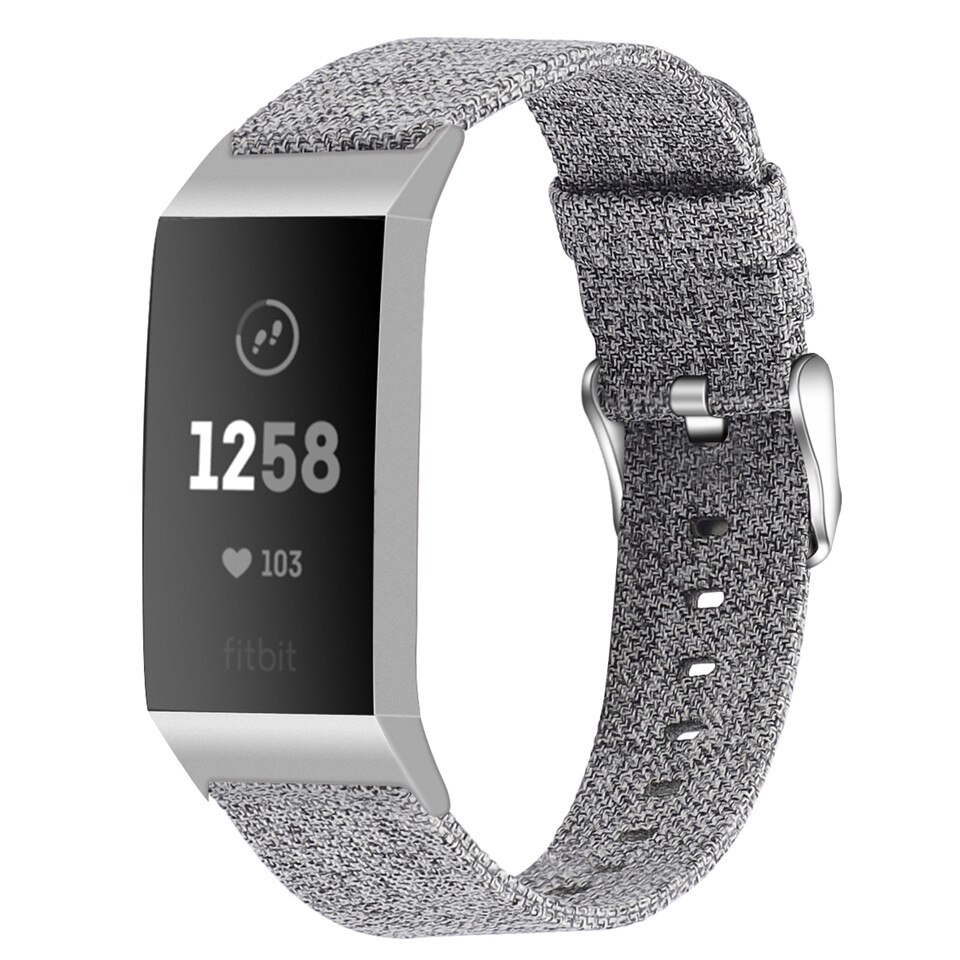 Banda da lona para fitbit carga 3 4 pulseira inteligente loop para fitbit carga 3 4 banda de pulso substituição correa: Cinza / S