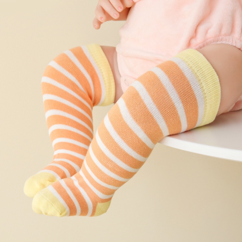 3 Pairs 0-5Y Baby Socks Soft Combed Cotton Polka Dot Newborn Knee High Long Socks Rainbow Color Tube Socks Boutique Boxed