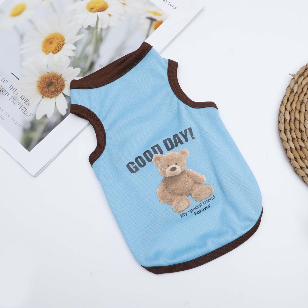 Ropa para perros de oso de dibujos animados, disfraz bonito de algodón para perros, camiseta para mascotas, chaleco para gatos para cachorros, perros pequeños y medianos, XS-XXL para perros Shih Tzu: S / Azul