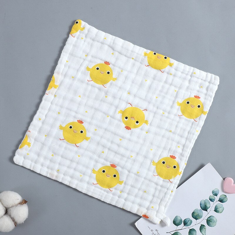 Baby Handdoek Cartoon Dieren Pasgeboren Gezicht Wassen Zakdoek Microfiber Peuter Katoen Gaas Veeg Doek Kinderen Levert: chick