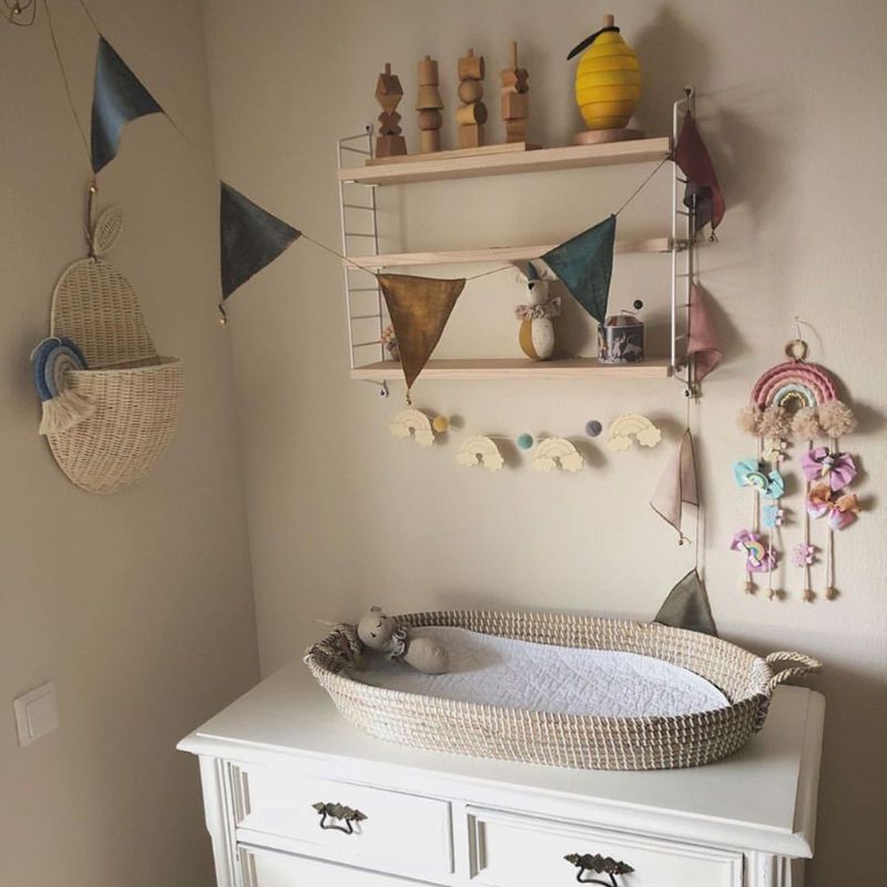 nórdico Arco Iris hecho a mano tejer ornamento niños Pared de habitación colgante decoración del hogar A2UB
