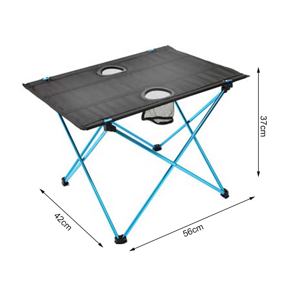 Aluminum Alloy Portable Table Outdoor Furniture Foldable Table with Cup Holder Camping Hiking Desk Outdoor BBQ Picnic Table: Blue
