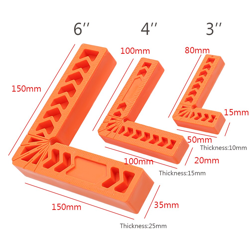 DIYWORK Square Ruler Angle Measuring Tool 3" 4" 6" Carpentry Right Angle Ruler Assist Positioning Tool Right Angle Locator