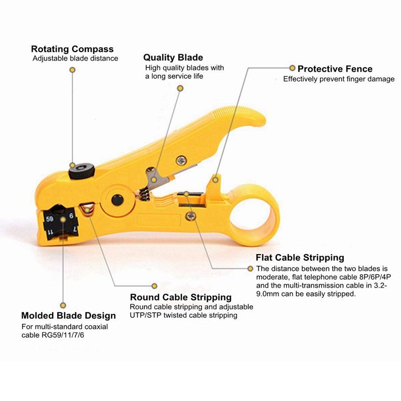 RG6 RG59 RG11 Einstellbare Koaxialkabel Crimper Stripper Kompression Hand Werkzeug koax Kabel Kabelklemmzangen Stripper Werkzeug