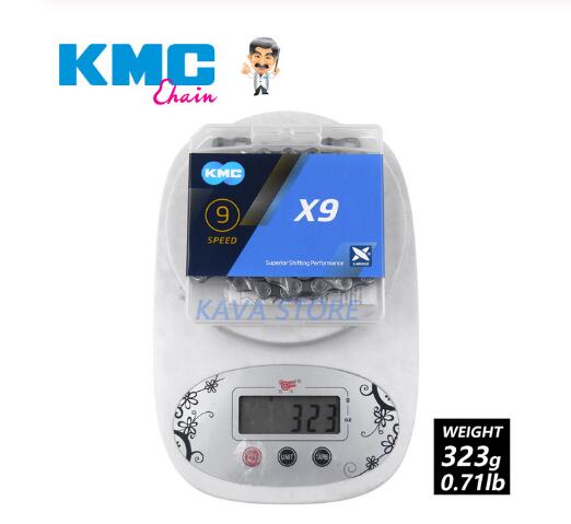 KMC-cadena para bicicleta de montaña o carretera, accesorio para bici en caja, X8, X9, X10, X11, X12, HV408, Z8.3, X8PL, Z9, X9L, X11EL, 116L/118L/126 eslabones: x9 Silver