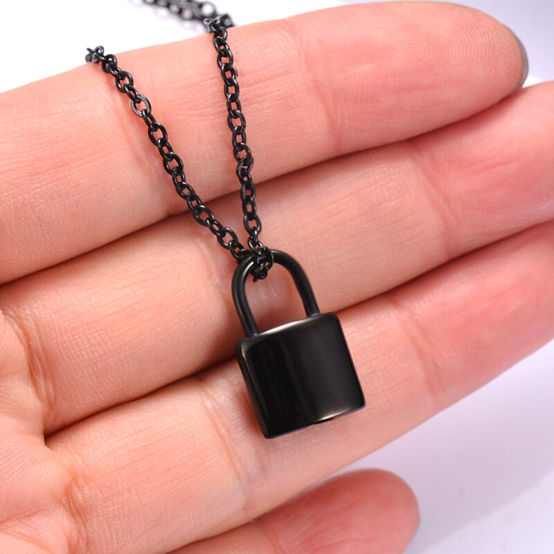 Unisex Rvs Hangslot Crematie Sieraden Voor As Urn Hanger Ketting Voor Human Pet As Lock Memorial Sieraden: Black 12X19mm