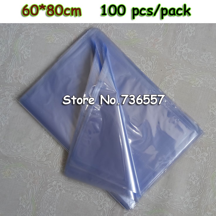60*80cm PVC Heat Shrink Wrap Film Flat Bag Retail Heat Seal Packing Bag Clear Plastic Polybag Cosmetics Binding Bags