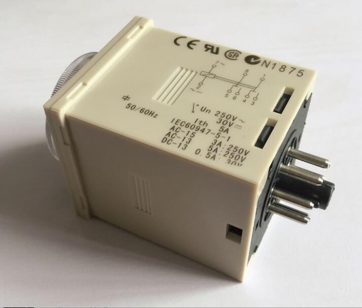 24-220VAC/DC H3CR-A8 time relay 1.2s to 300h 50/60Hz 8PIN with base Power on and off cycle delay time relay