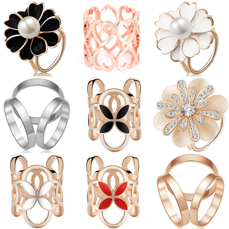 1 Pcs Vrouwen Vlinder Bloem Rhinestone Crystal Sjaals Clip Sjaal Gesp Charmante Vrouwelijke Sieraden Accessoires