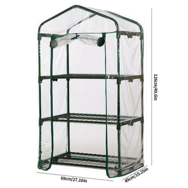 PVC Garden Greenhouse Household Plant Greenhouse Shed 2/3/4/5 Tier Small Greenhouse Outdoor Garden Plant Grow Green House Cover: 3 Tiers