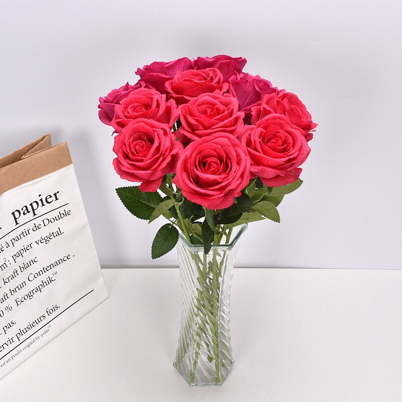 Rose Wedding simulation flower silk flower home hotel wedding decoration artificial flower ins wind factory direct