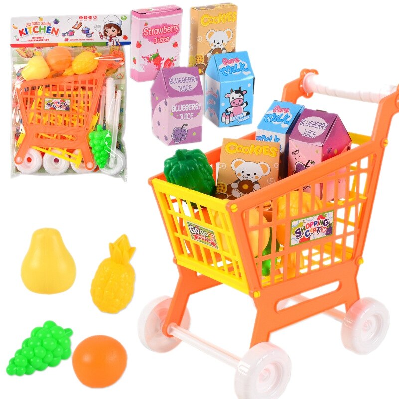 Kinderen Winkelwagentje Speelgoed Kinderen Educatief Supermarkt Winkelwagen 21 Pcs Rollenspel Speelgoed: Default Title