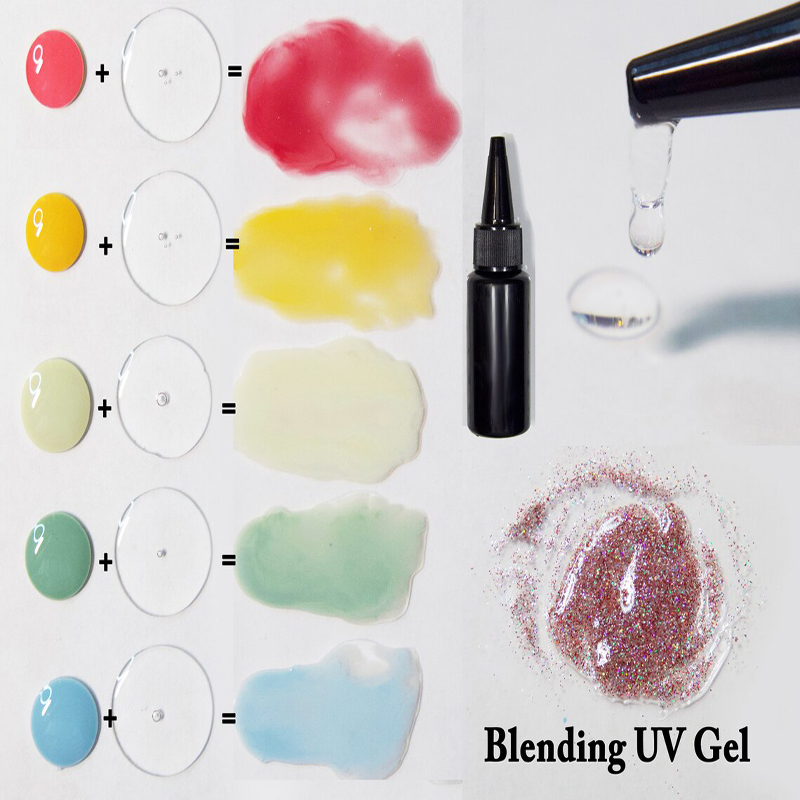 30ml/flasche Nagel Blending Kleber Soak Off UV LED System Mischen Gel Für Alle Arten Von Nagel Kunst glitter Pailletten Maniküre Mix Mischung Gel